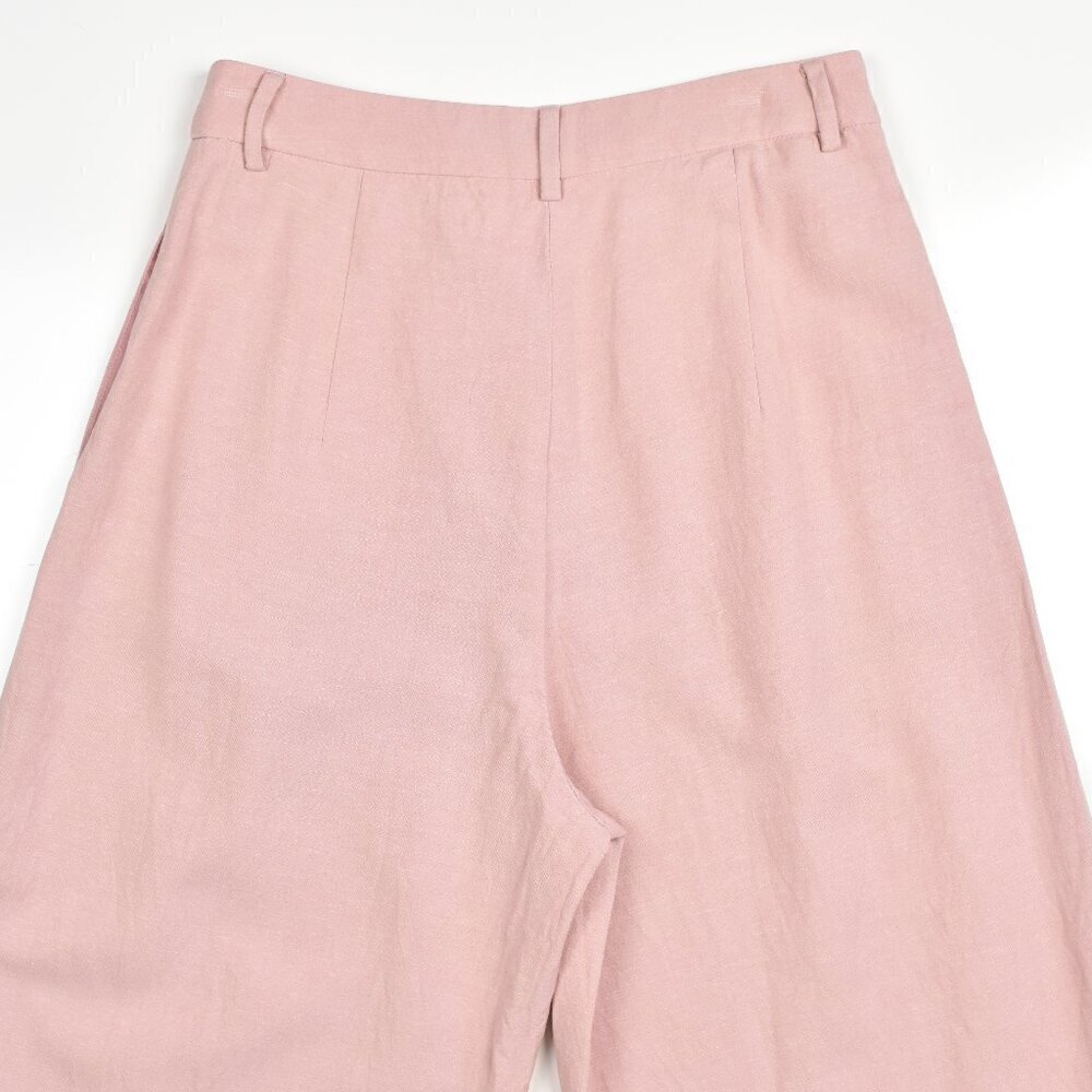 Molly Bracken Linen Pleated Wide Leg Trouser Pants Pink - XS - Picture 3 of 6